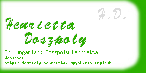 henrietta doszpoly business card